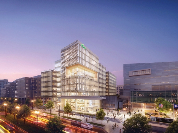 Exterior rendering at dusk